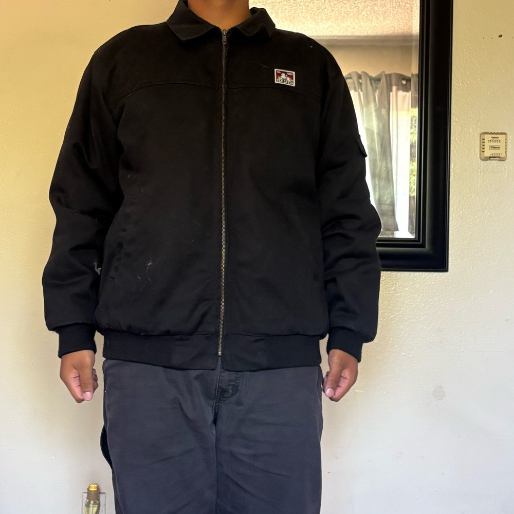 Ben Davis Black Bomber Jacket Varsity Style